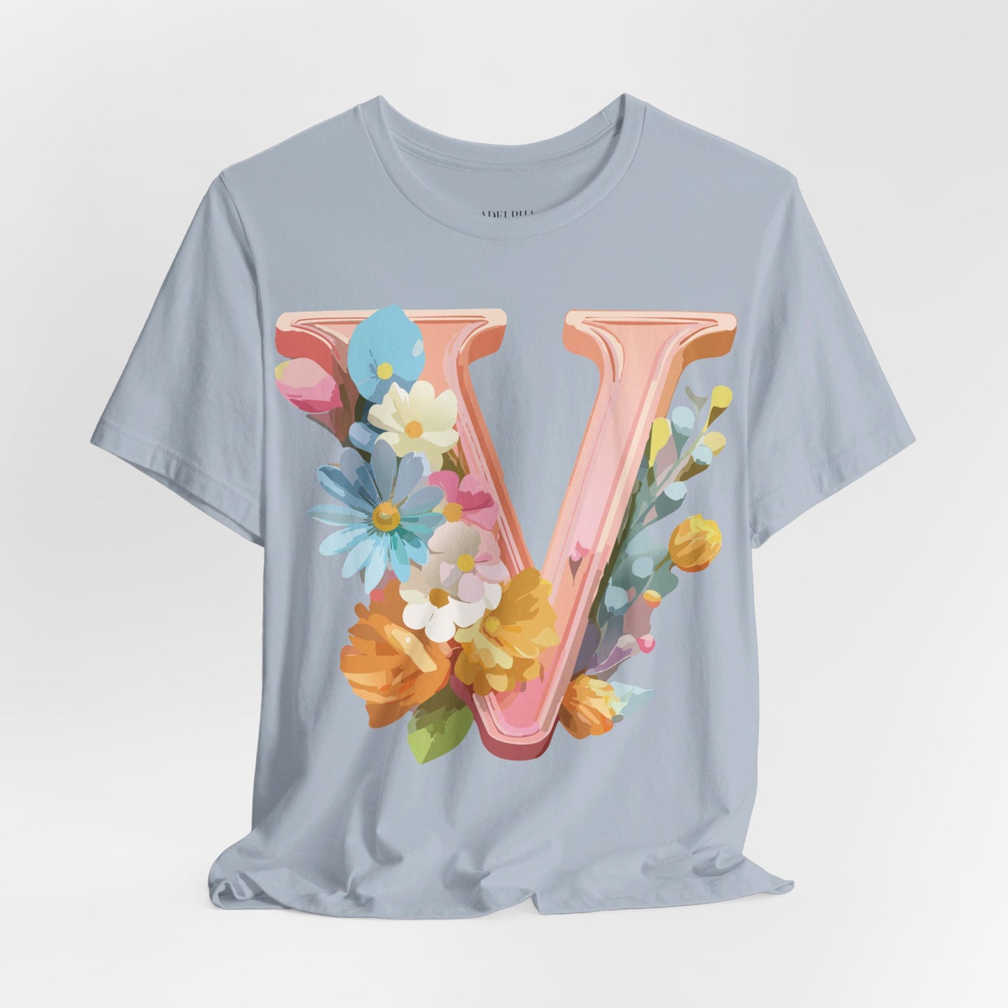 T-Shirt aus natürlicher Baumwolle – Letters Collection – V