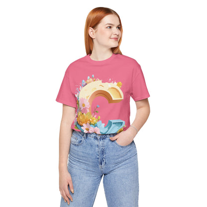 Natural Cotton Tee Shirt - Letters Collection - C Printify