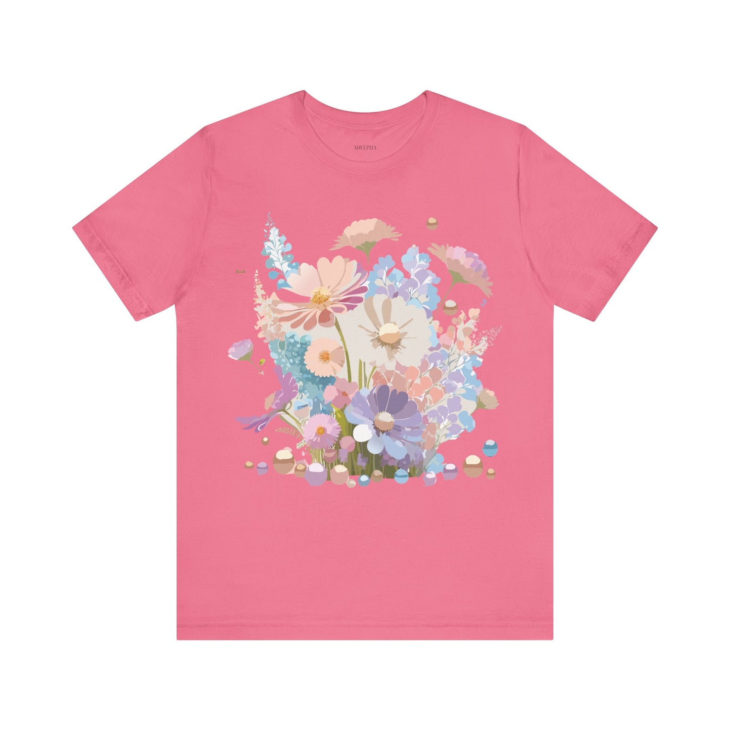 Natural Cotton Tee Shirt with Flowers