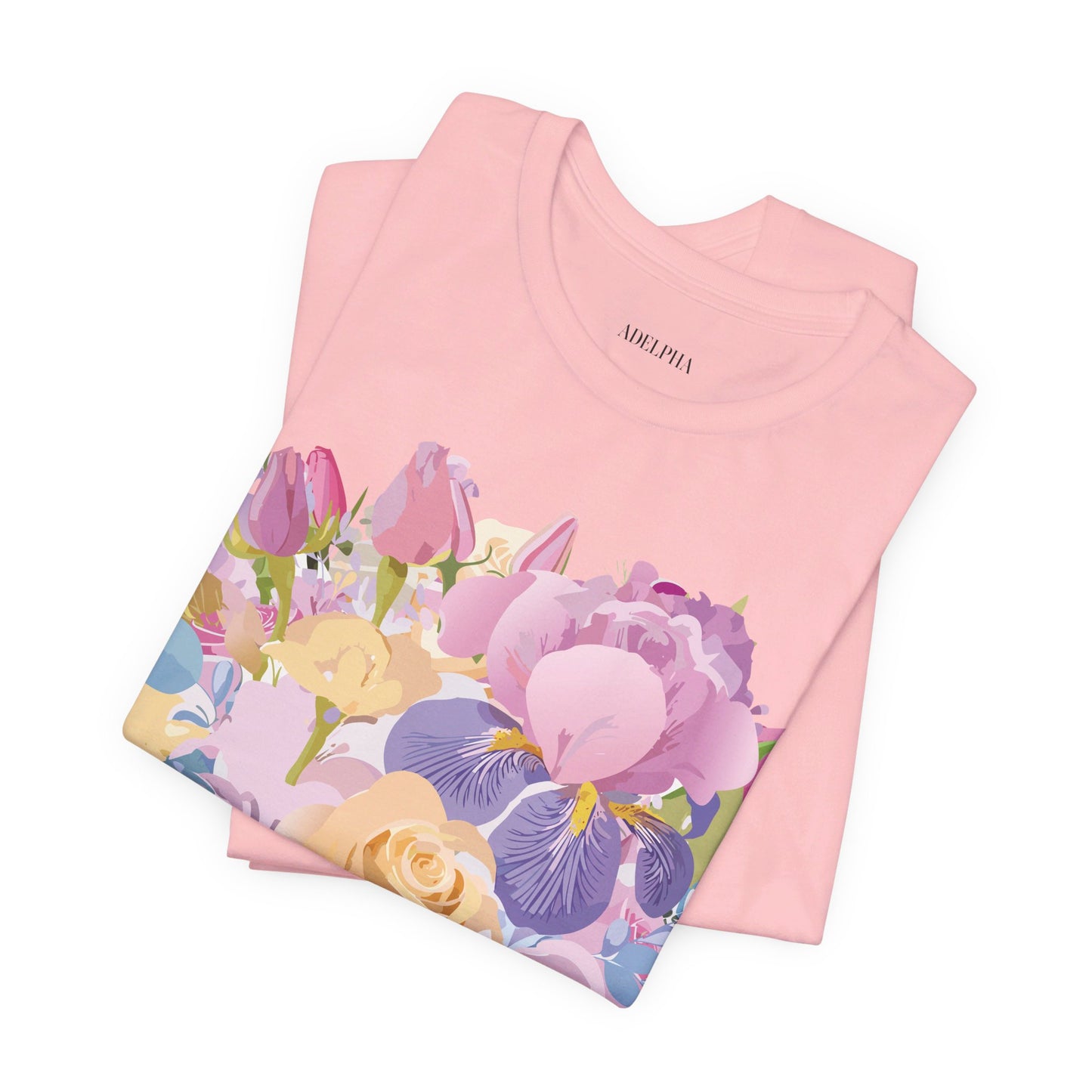 Natural Cotton Tee Shirt with Flowers