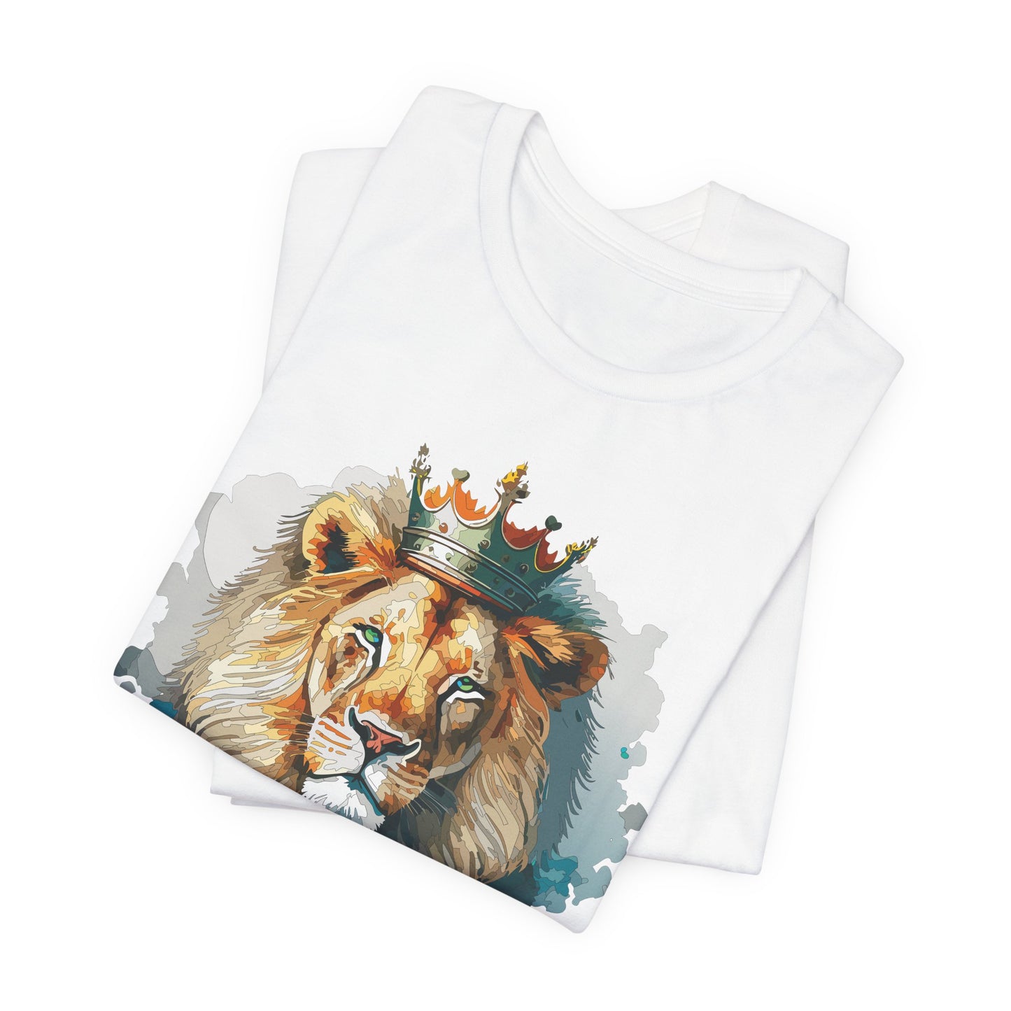 Lion with Crown Tee Unisex Cotton Watercolor King Lion Graphic T-Shirt 2