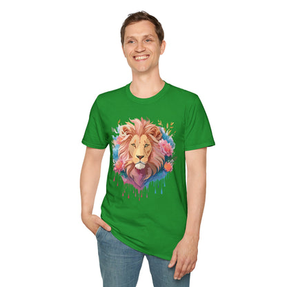 Lion Shirt Unisex Floral Lion Tee 100 Percent Cotton Softstyle Gildan 64000