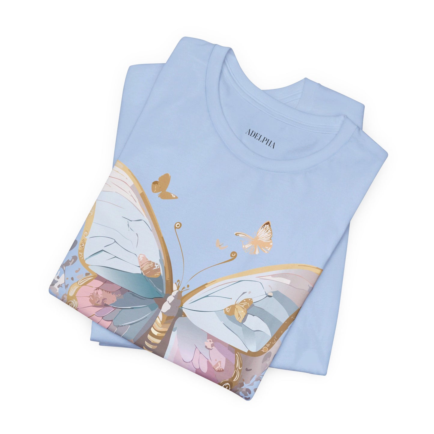 Natural Cotton Tee Shirt with Butterfly