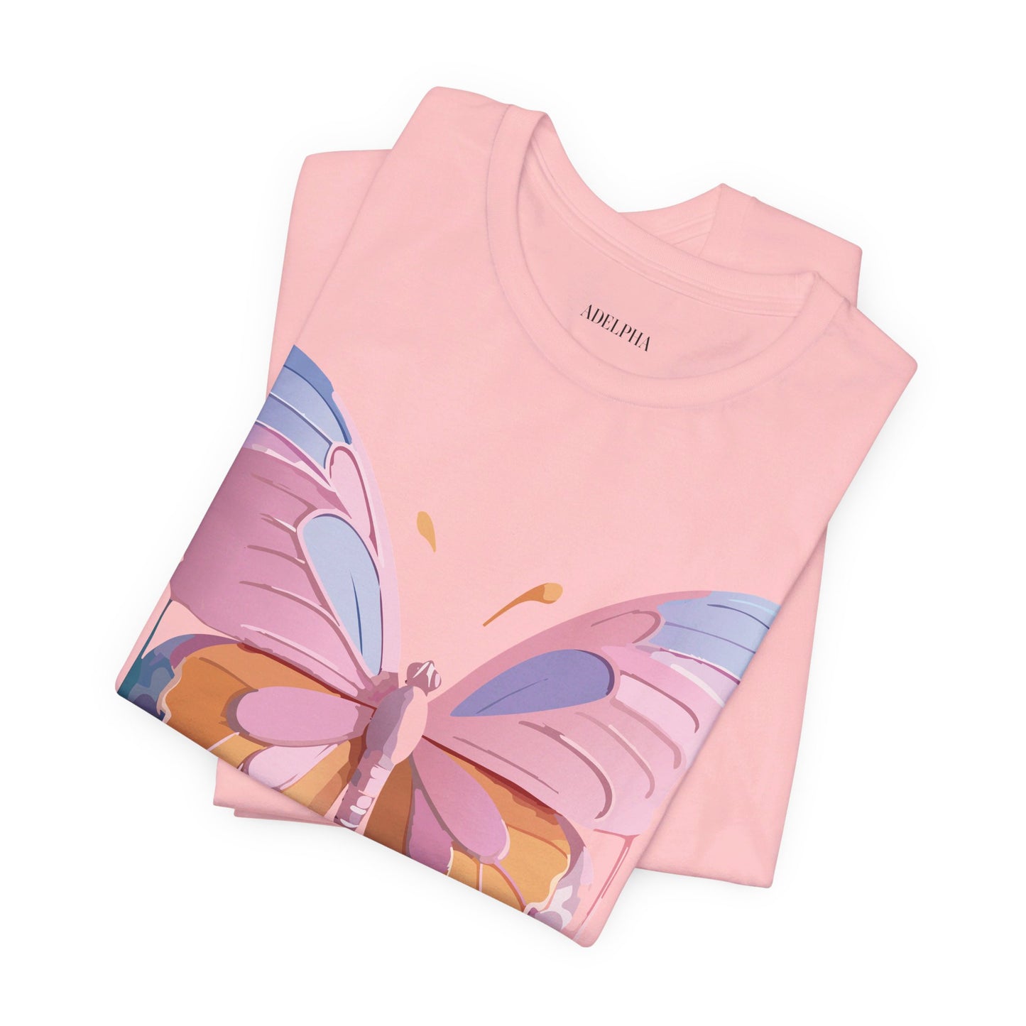 Natural Cotton Tee Shirt with Butterfly