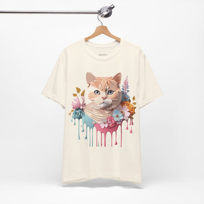 Natural Cotton Tee Shirt with Cat Printify