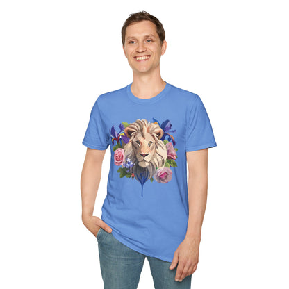 Unisex Lion Shirt Floral Lion Tee Softstyle Gildan 64000 100 Percent Cotton