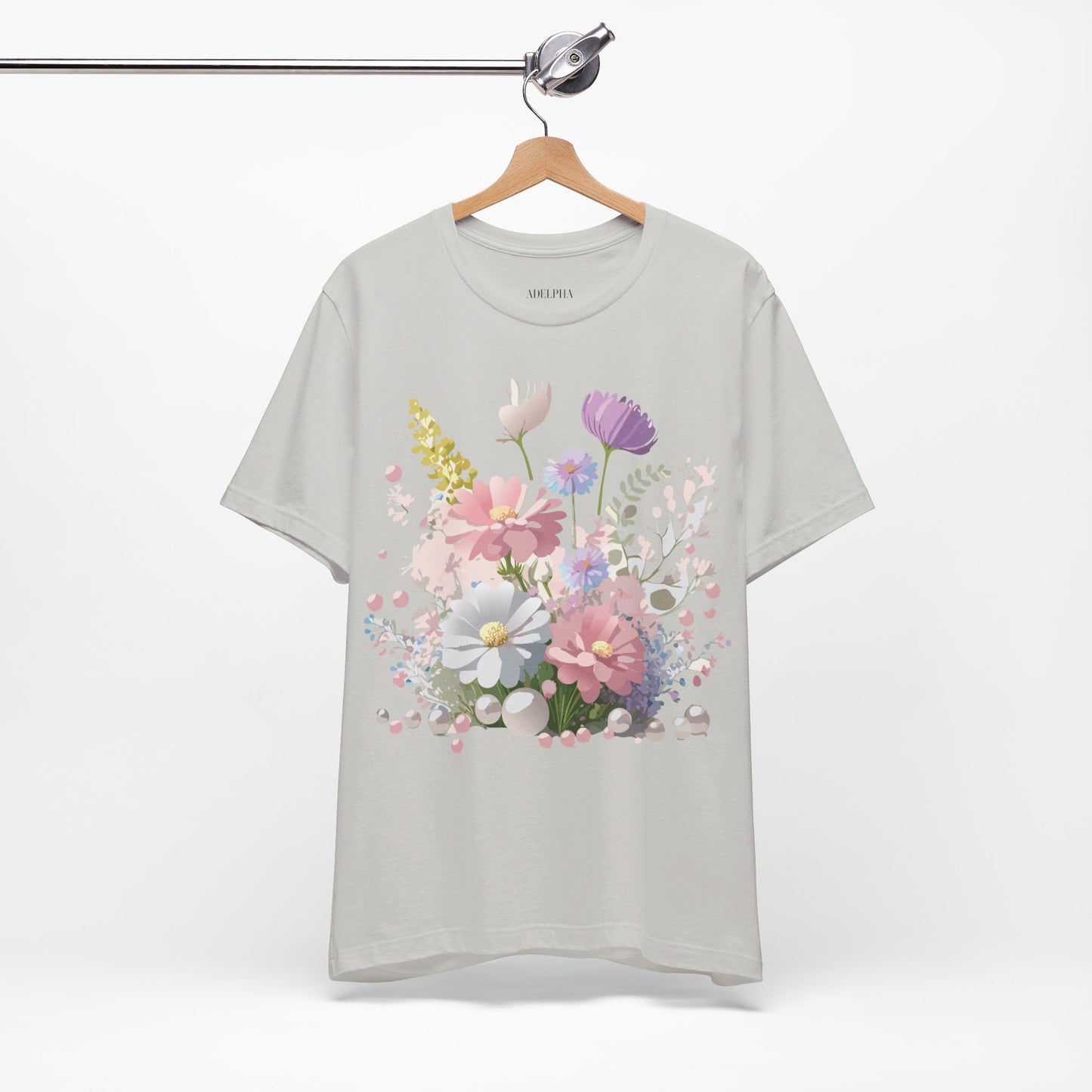 T-shirt en coton naturel avec fleurs