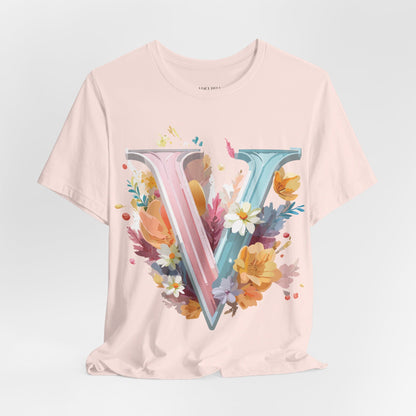 Natural Cotton Tee Shirt - Letters Collection - V Printify