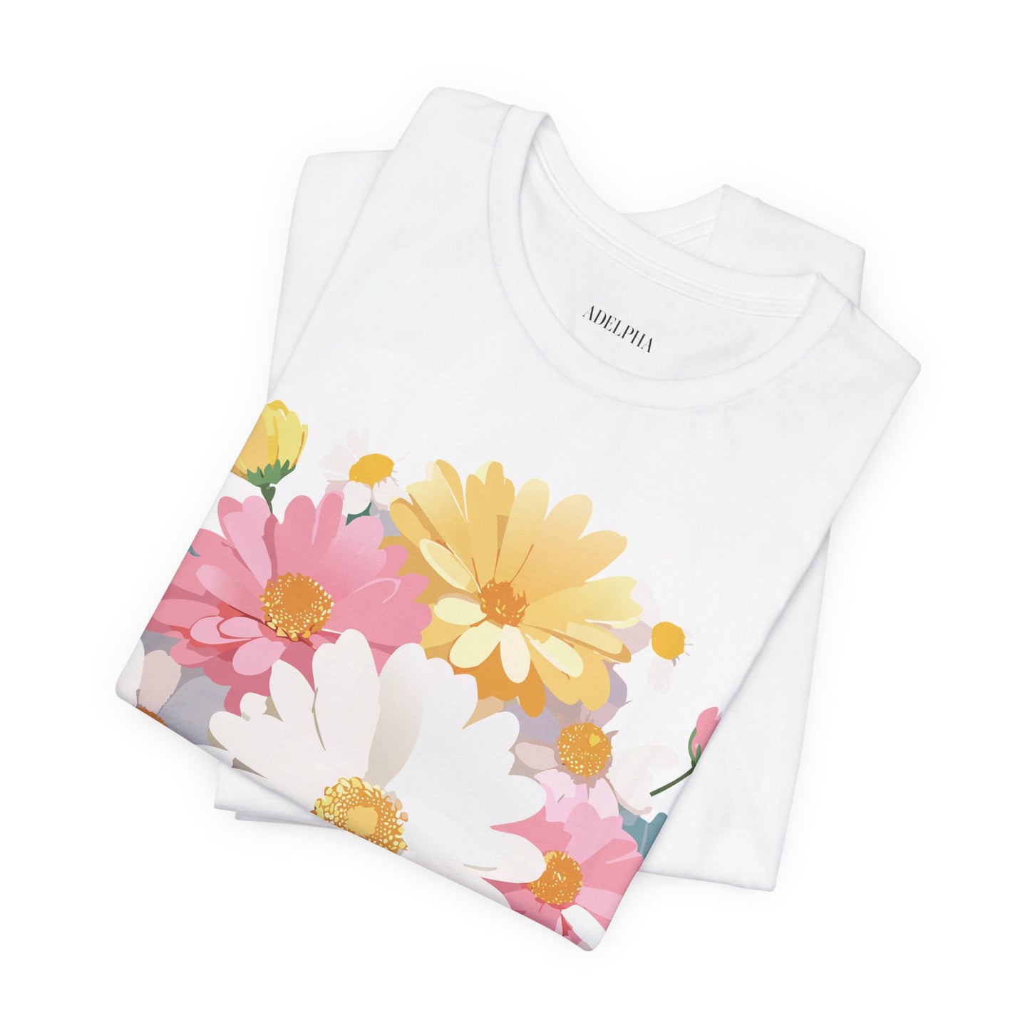 T-shirt en coton naturel avec fleurs