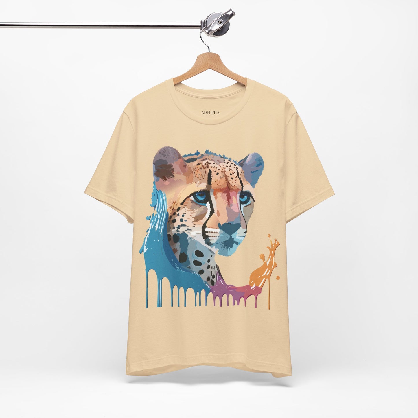 Natural Cotton Tee Shirt with Cheetah