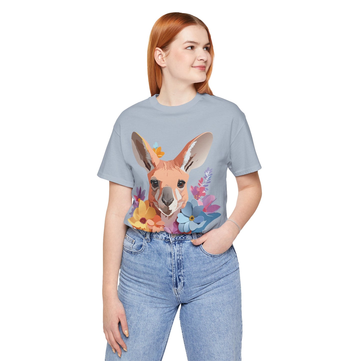 Natural Cotton Tee Shirt with Kangaroo