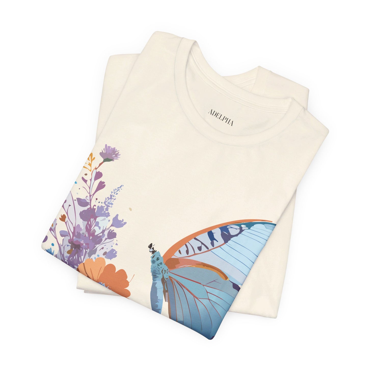 Natural Cotton Tee Shirt with Butterfly