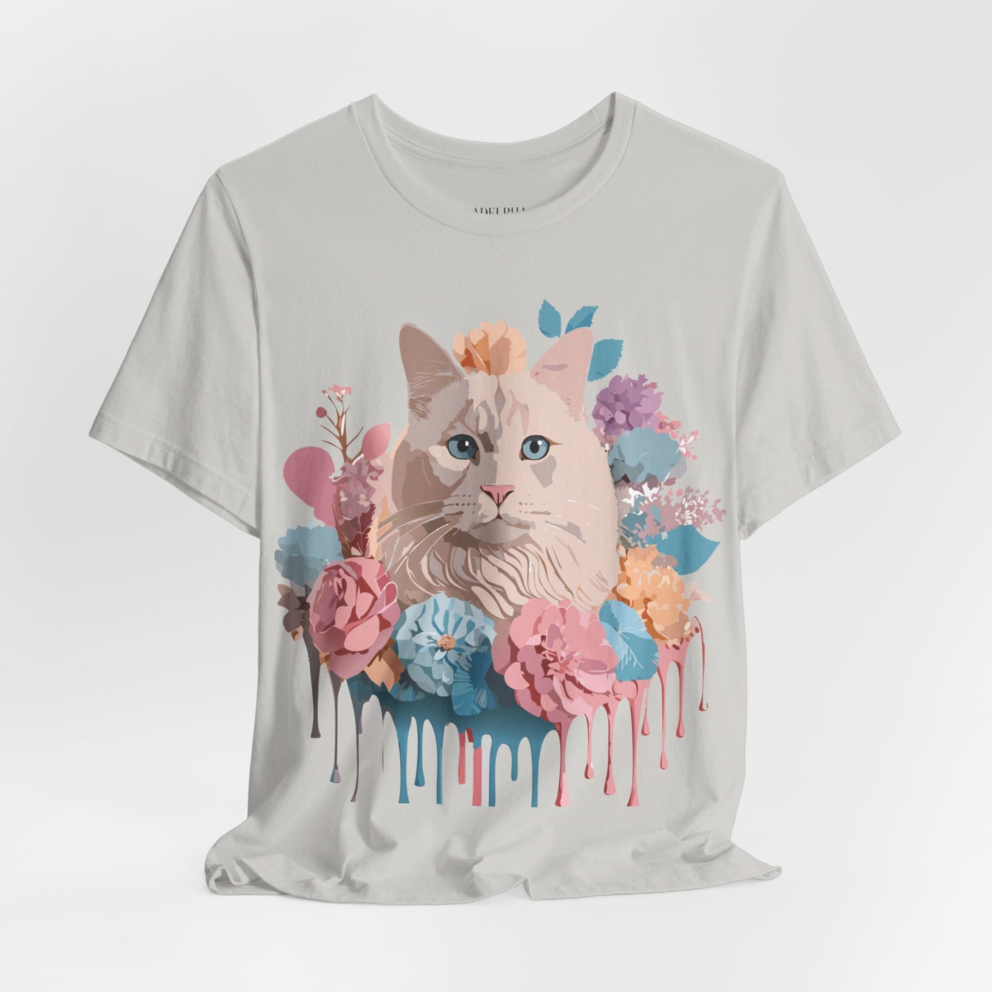 Natural Cotton Tee Shirt with Cat