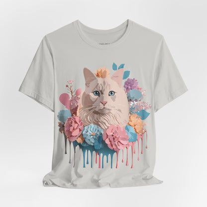 Natural Cotton Tee Shirt with Cat Printify
