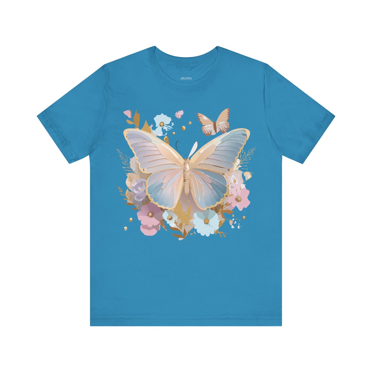 Natural Cotton Tee Shirt with Butterfly