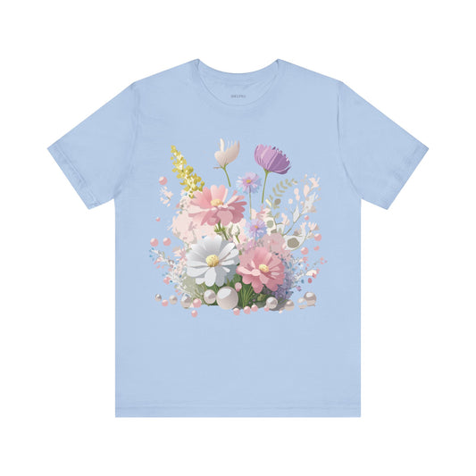 T-Shirt aus natürlicher Baumwolle mit Blumen