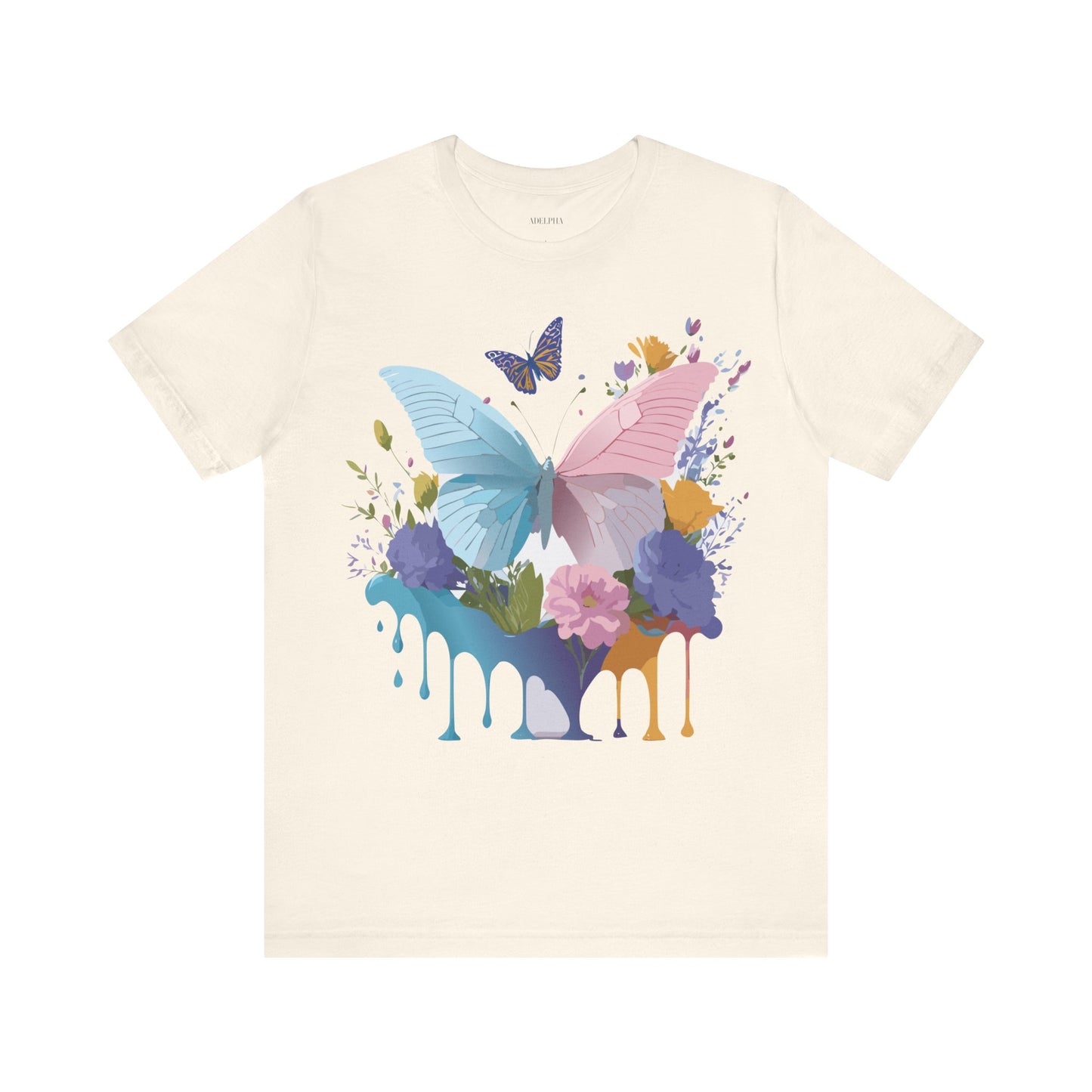 Natural Cotton Tee Shirt with Butterfly