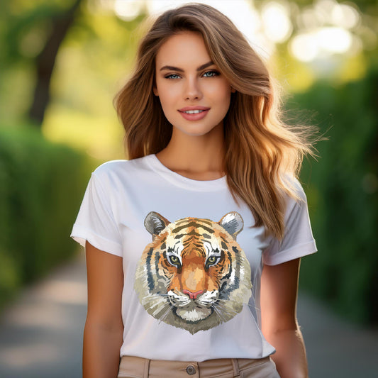 Wild Tiger Face Graphic T-Shirt Unisex Cotton Animal Design Wildlife Tee 1