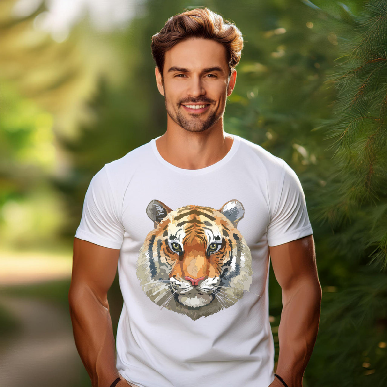 Wild Tiger Face Graphic T-Shirt Unisex Cotton Animal Design Wildlife Tee 1