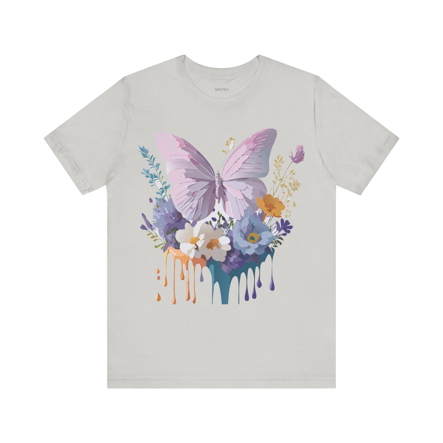 Natural Cotton Tee Shirt with Butterfly