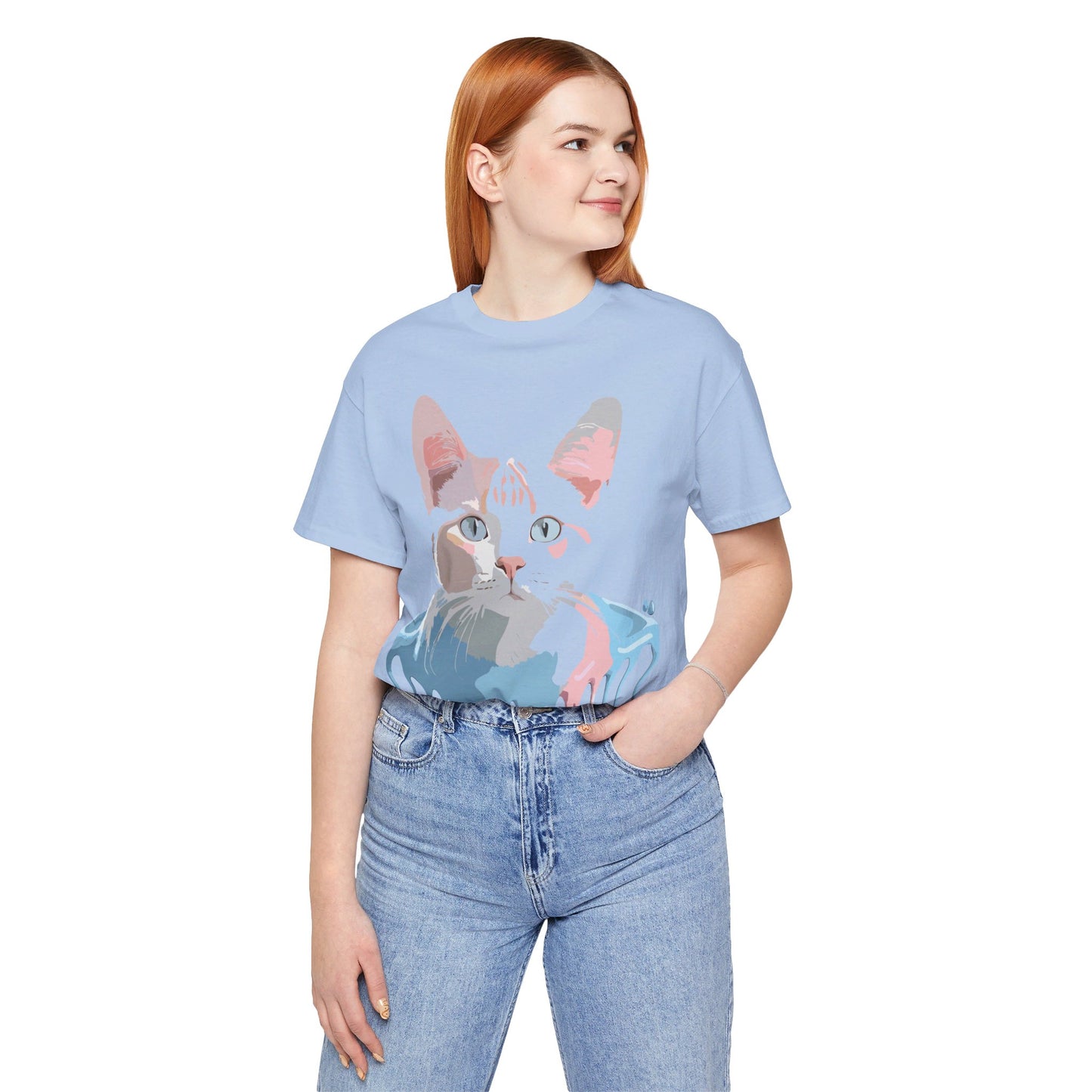 Natural Cotton Tee Shirt with Cat