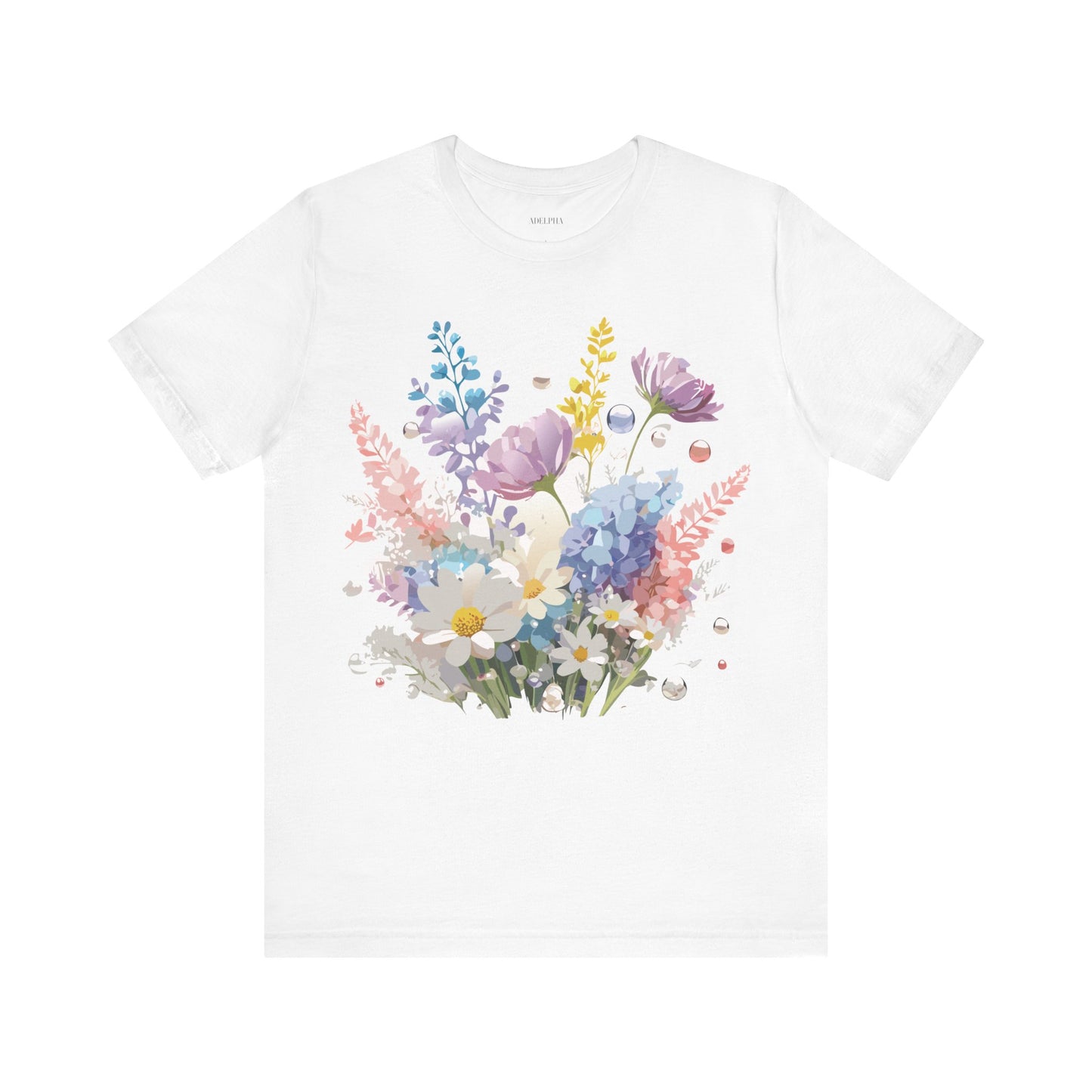 Natural Cotton Tee Shirt with Flowers