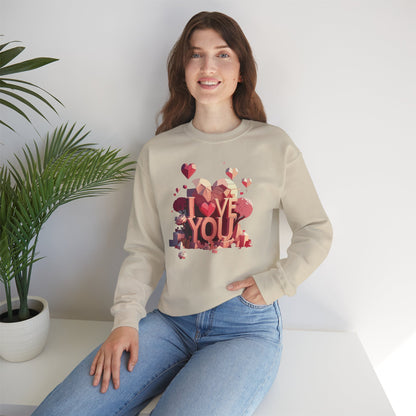 Unisex Heart Love Sweatshirt Floral Valentines Day Cotton Poly Fifty Fifty Blend