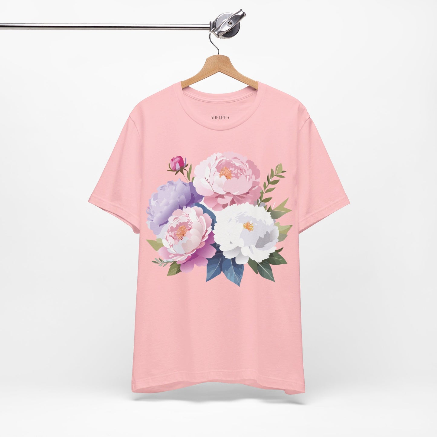 Natural Cotton Tee Shirt with Flowers