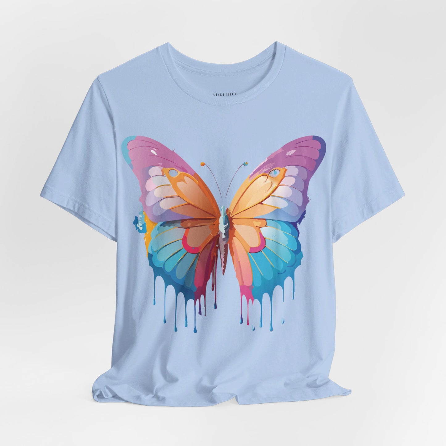 Natural Cotton Tee Shirt with Butterfly