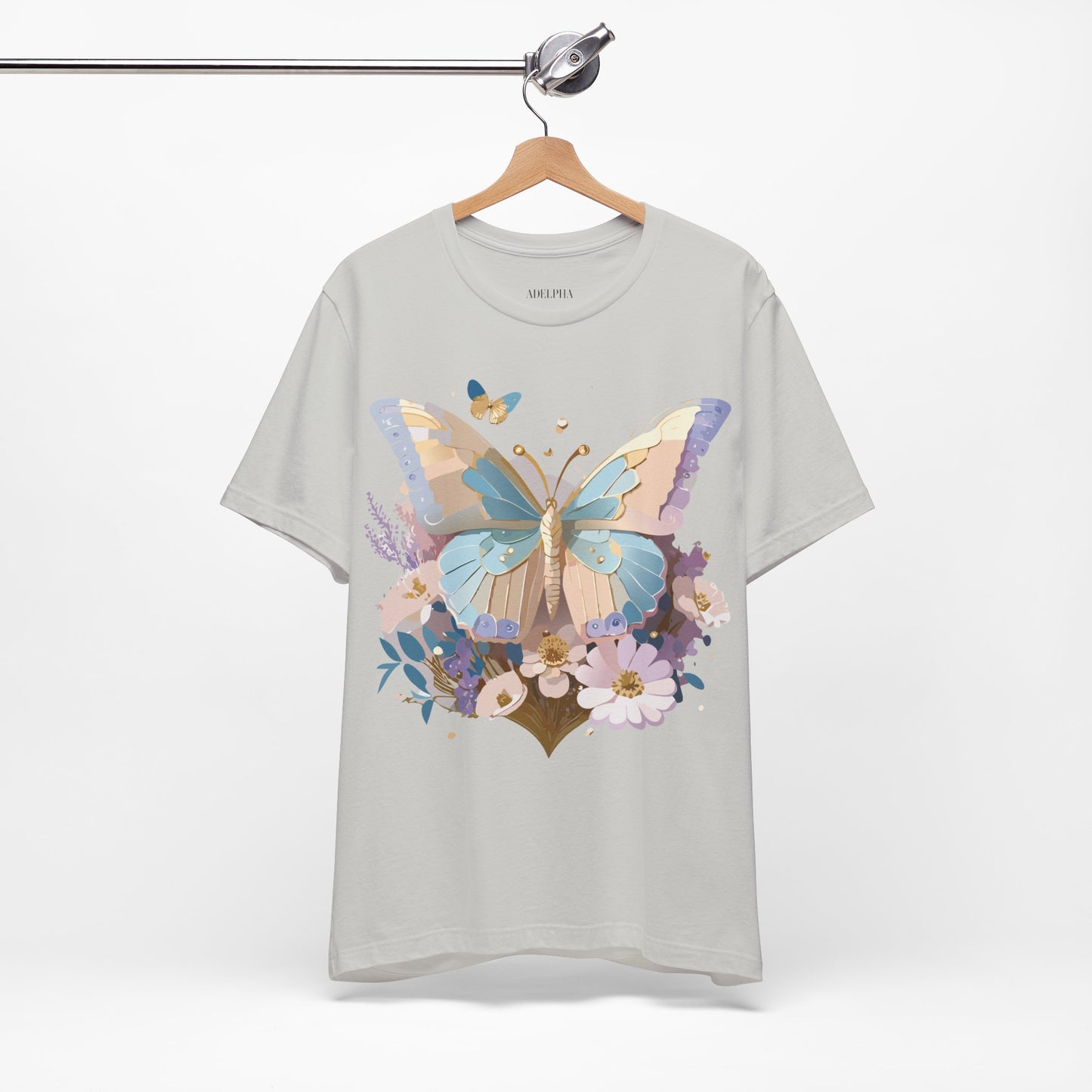 Natural Cotton Tee Shirt with Butterfly