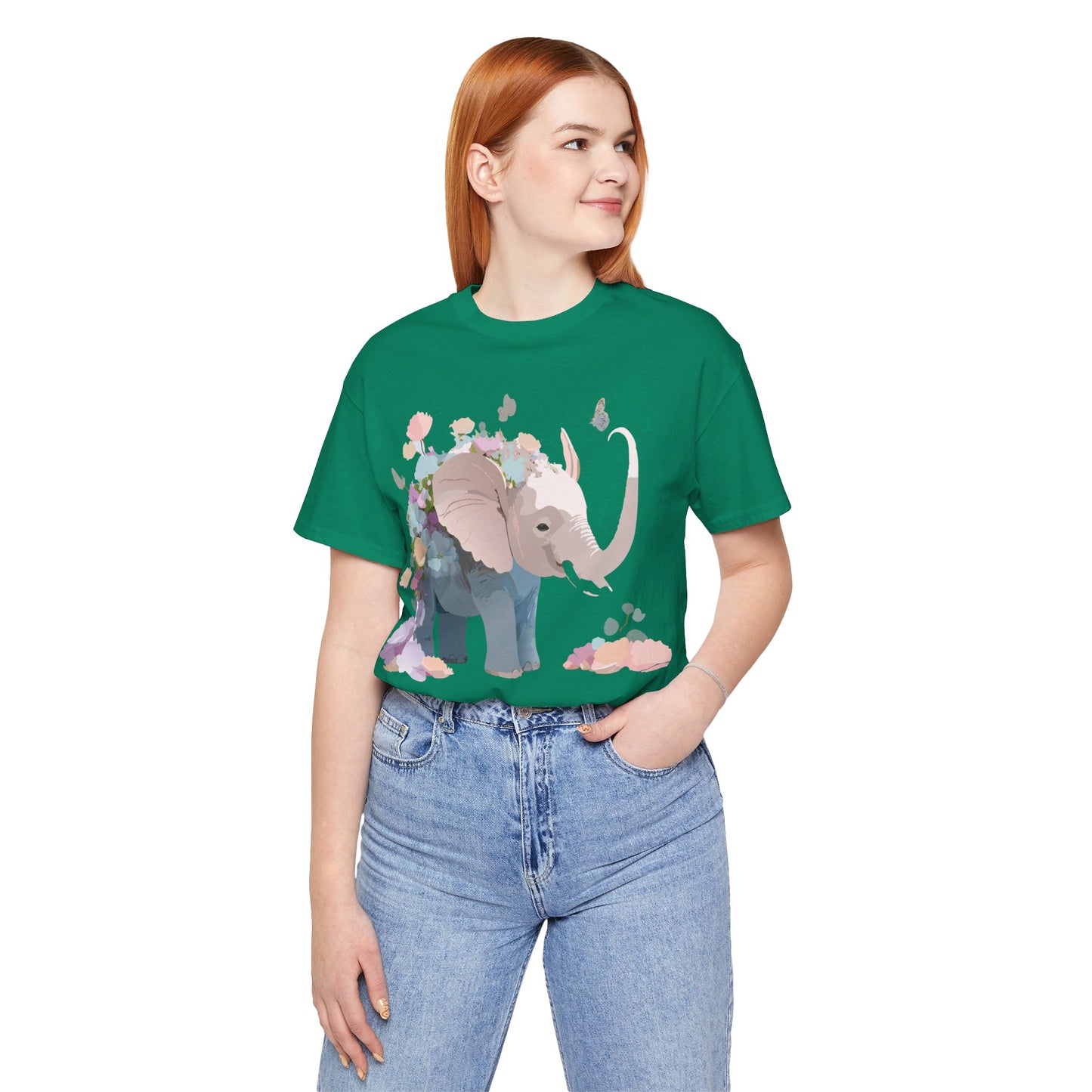 T-shirt en coton naturel avec motif éléphant