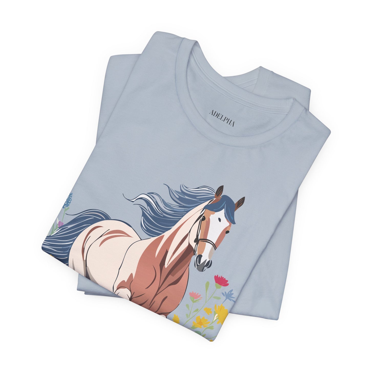 Natural Cotton Tee Shirt with Horse