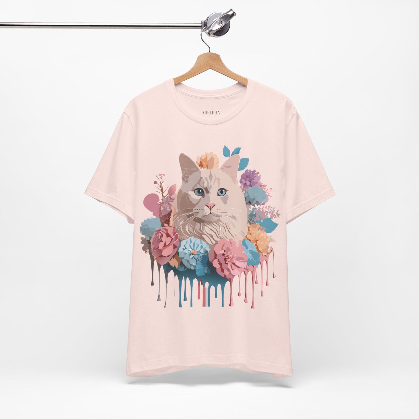 Natural Cotton Tee Shirt with Cat