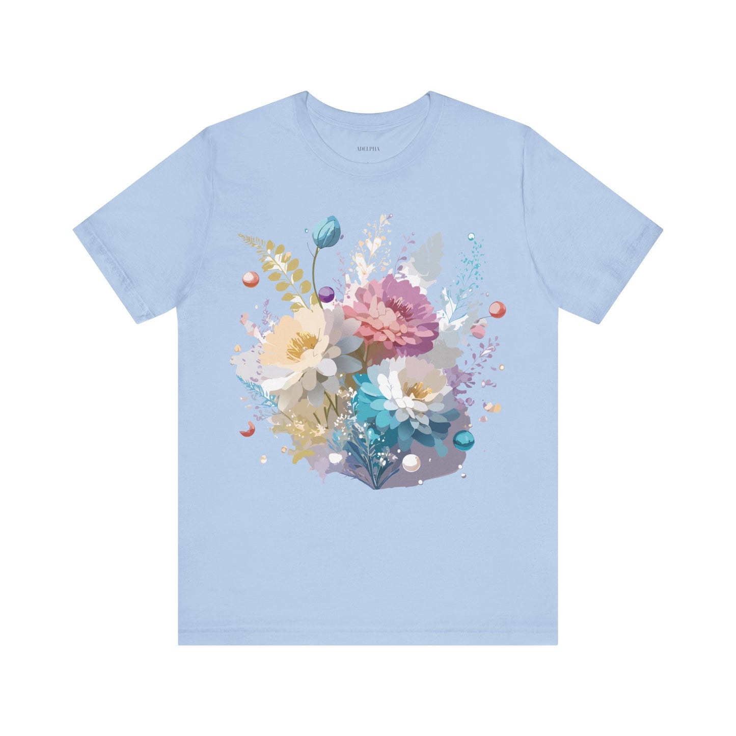 Natural Cotton Tee Shirt with Flowers