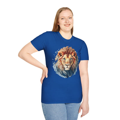 Unisex Lion Shirt Floral Lion Tee Gildan Softstyle 64000 Tee