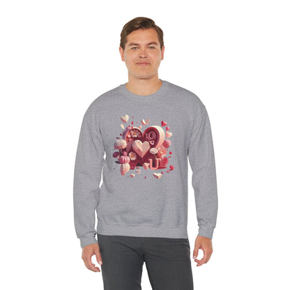 Unisex Floral Big Heart Sweatshirt Love Floral Valentine Day Cotton Poly Blend