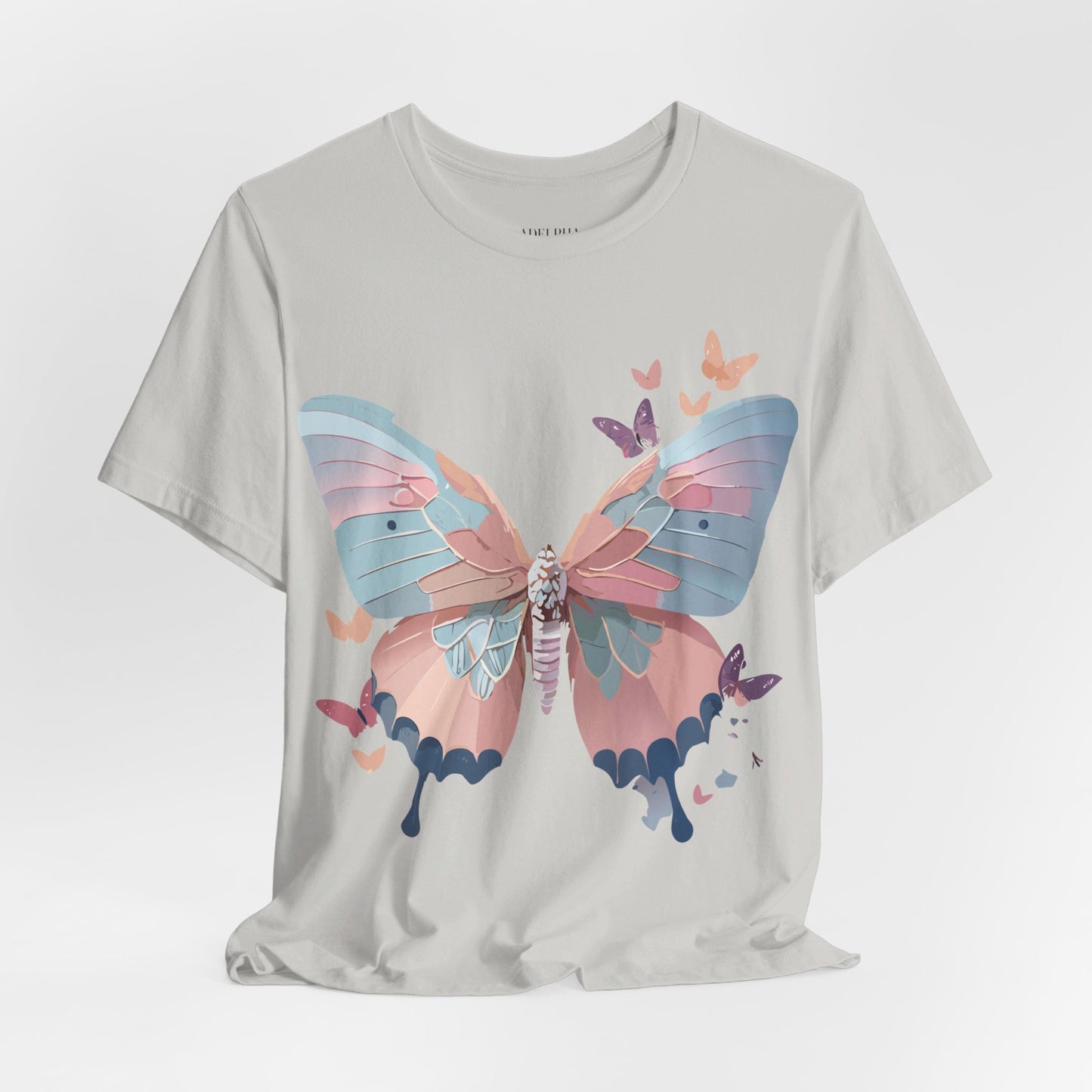 Natural Cotton Tee Shirt with Butterfly