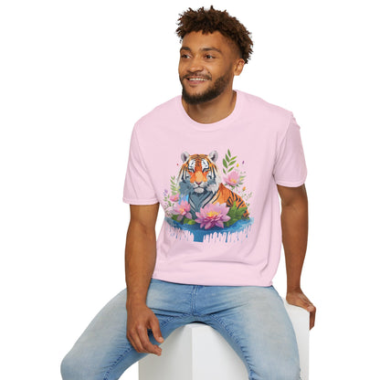 Tiger Print Unisex T Shirt Gildan Softstyle 64000 Animal Tee