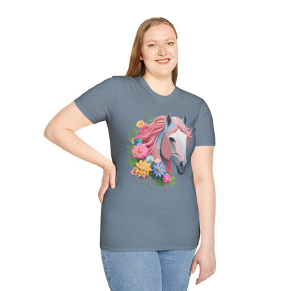 Unisex Horse Shirt Softstyle Cotton Tee With Animal Print Design