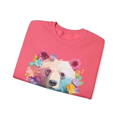 Unisex Floral Bear Sweatshirt Gildan 18000 Art Design Animals