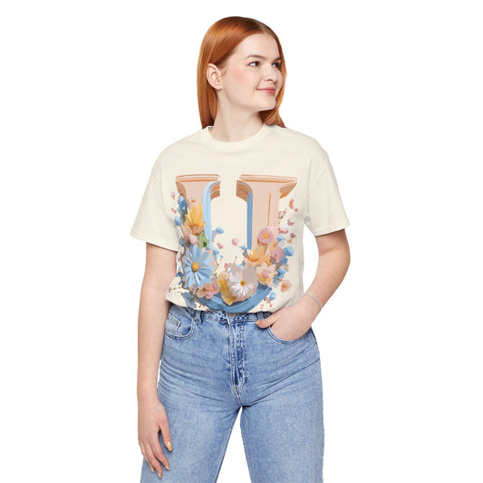 Natural Cotton Tee Shirt - Letters Collection - U Printify