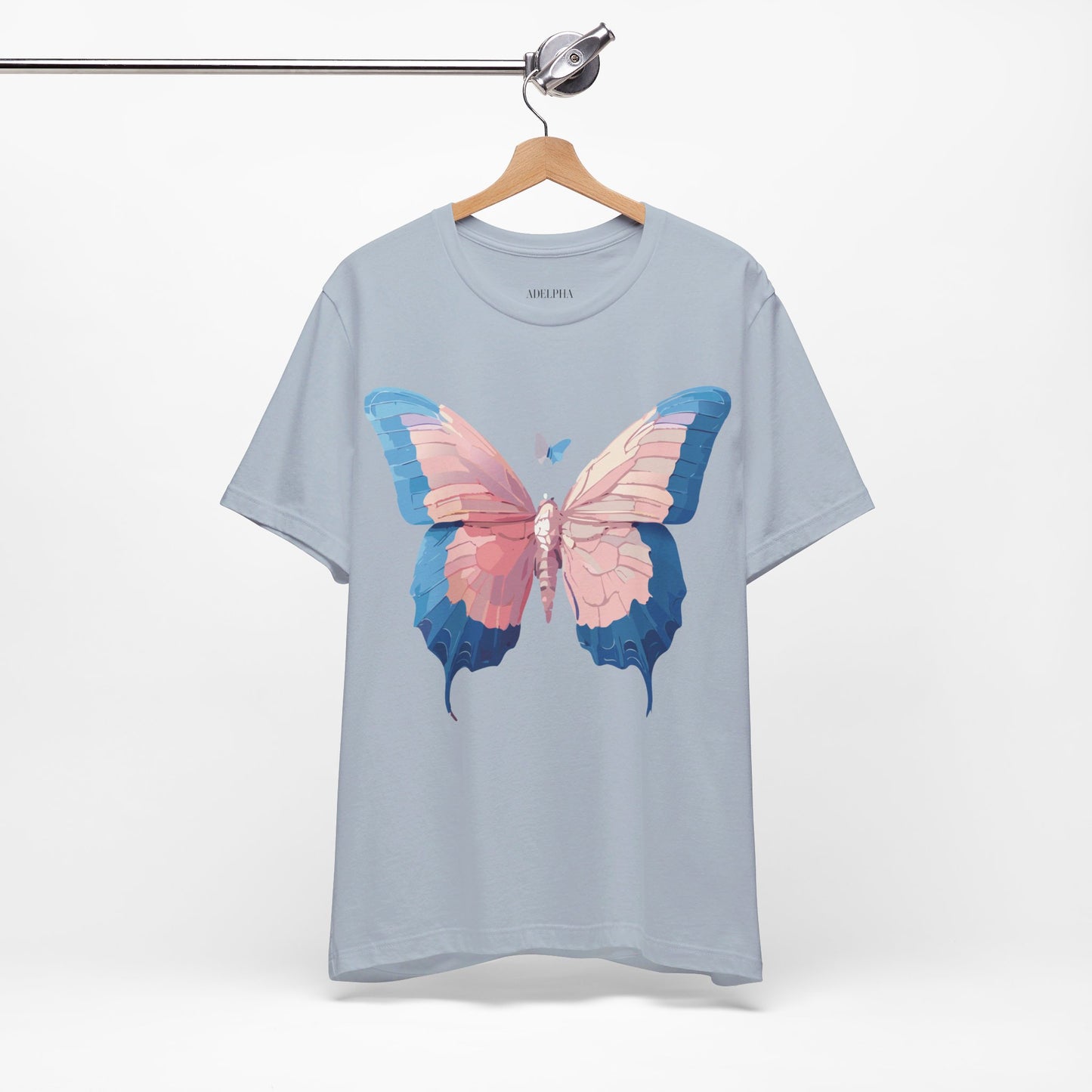 Natural Cotton Tee Shirt with Butterfly