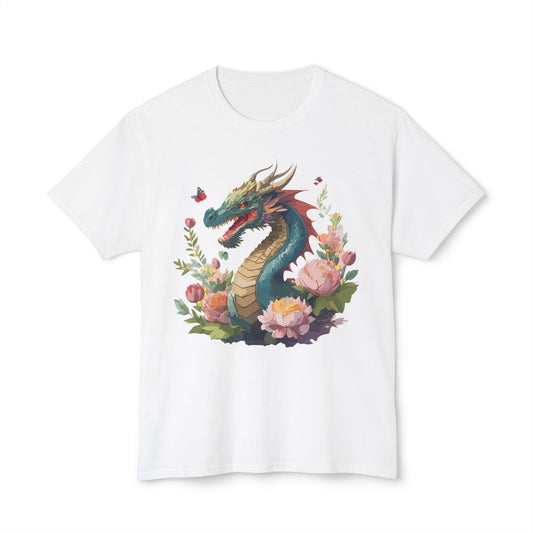 Dragon T-Shirt, Vintage Dragon Tee, Floral Tees, Dragon Art Design Shirt, Tee Shirt with Dragon 8