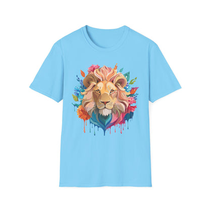 Lion Shirt Unisex Floral Lion Tee Gildan Softstyle 64000 Lightweight Cotton Tee