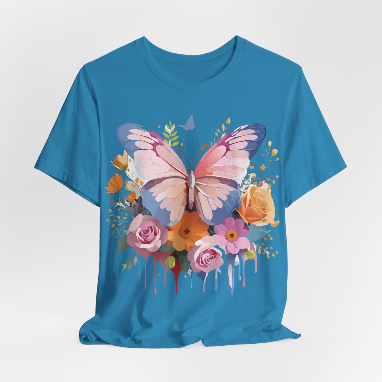 Natural Cotton Tee Shirt with Butterfly