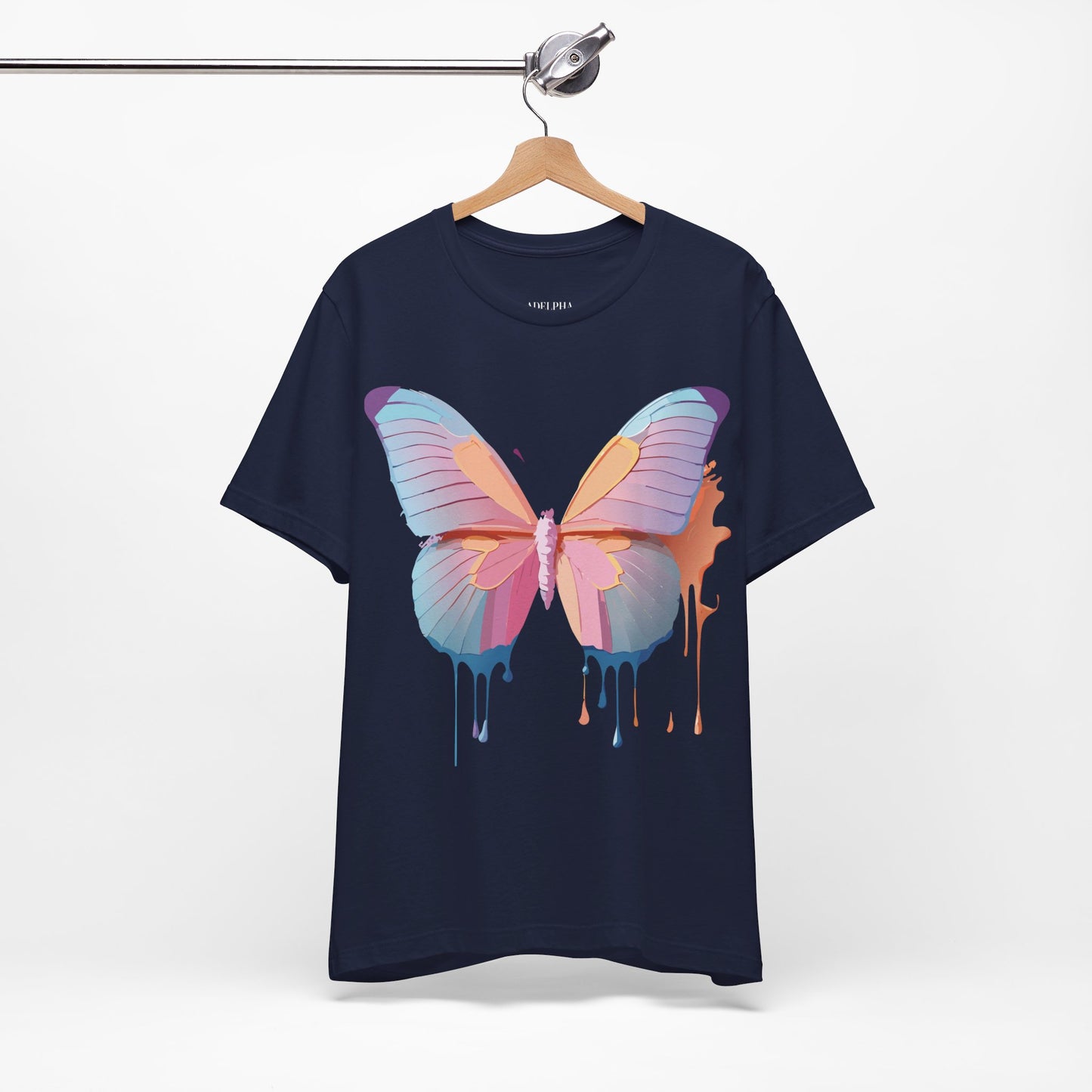 Natural Cotton Tee Shirt with Butterfly