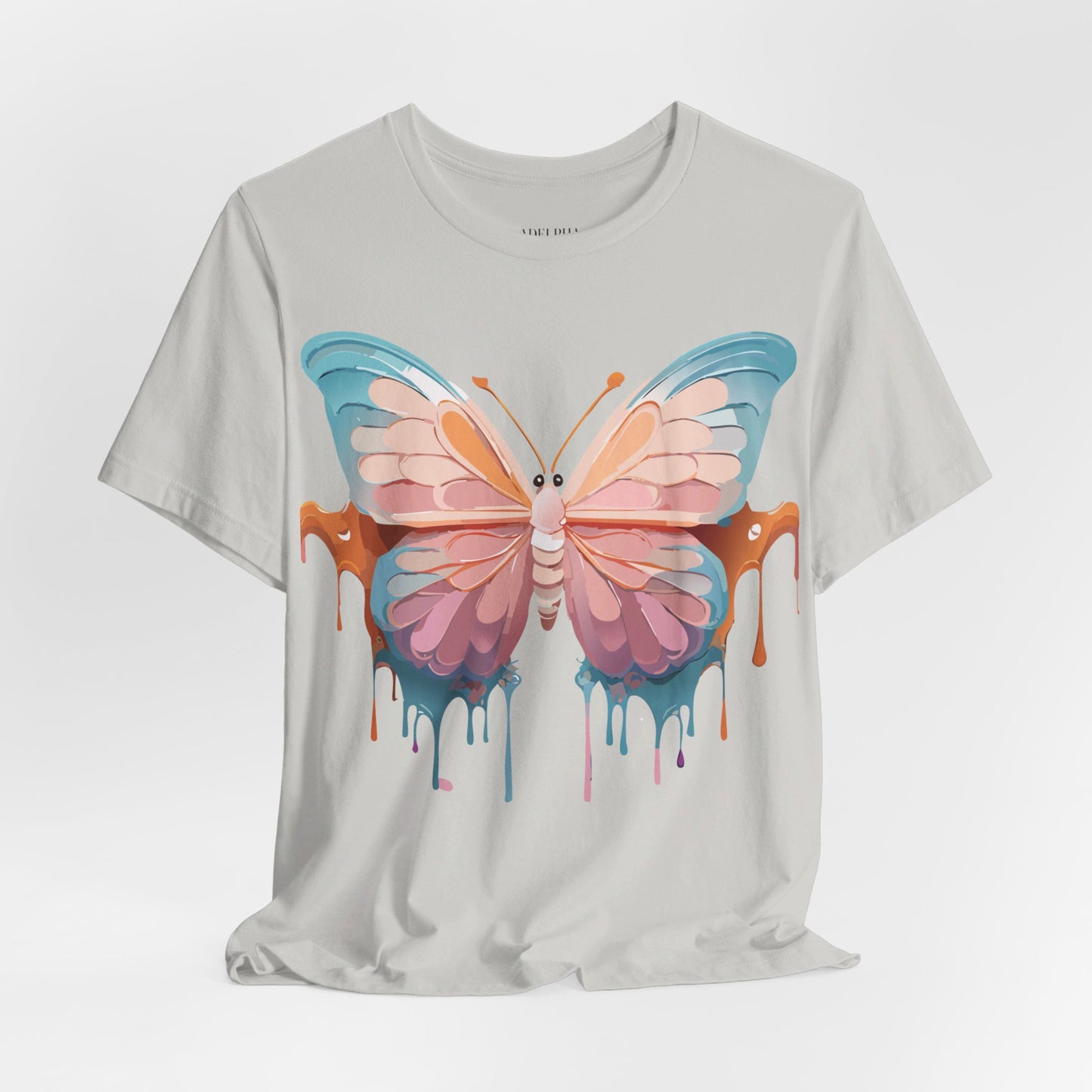 Natural Cotton Tee Shirt with Butterfly