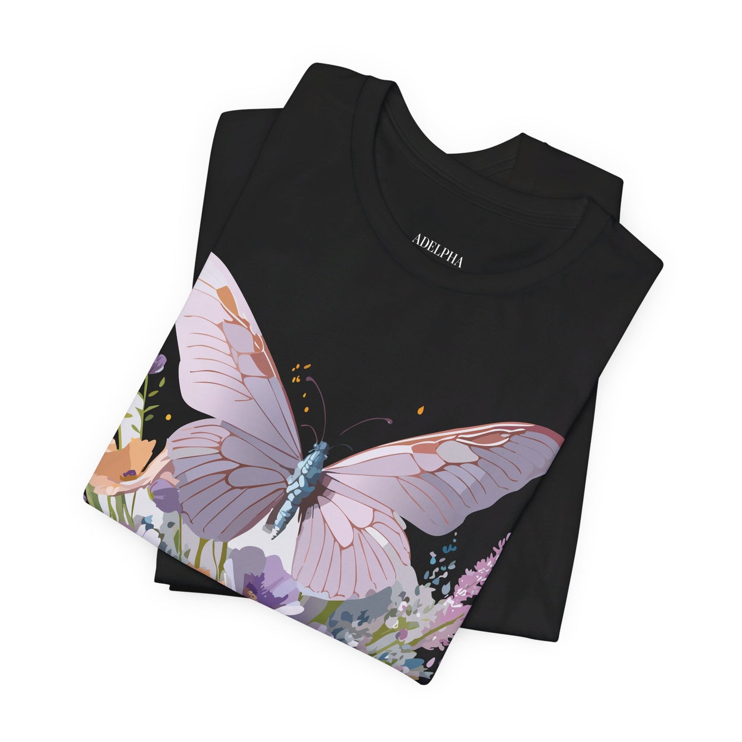 Natural Cotton Tee Shirt with Butterfly