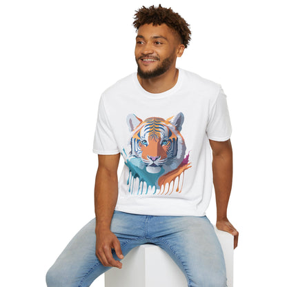 Tiger Print Shirt Unisex Softstyle Tee 100 Percent Ring Spun Cotton