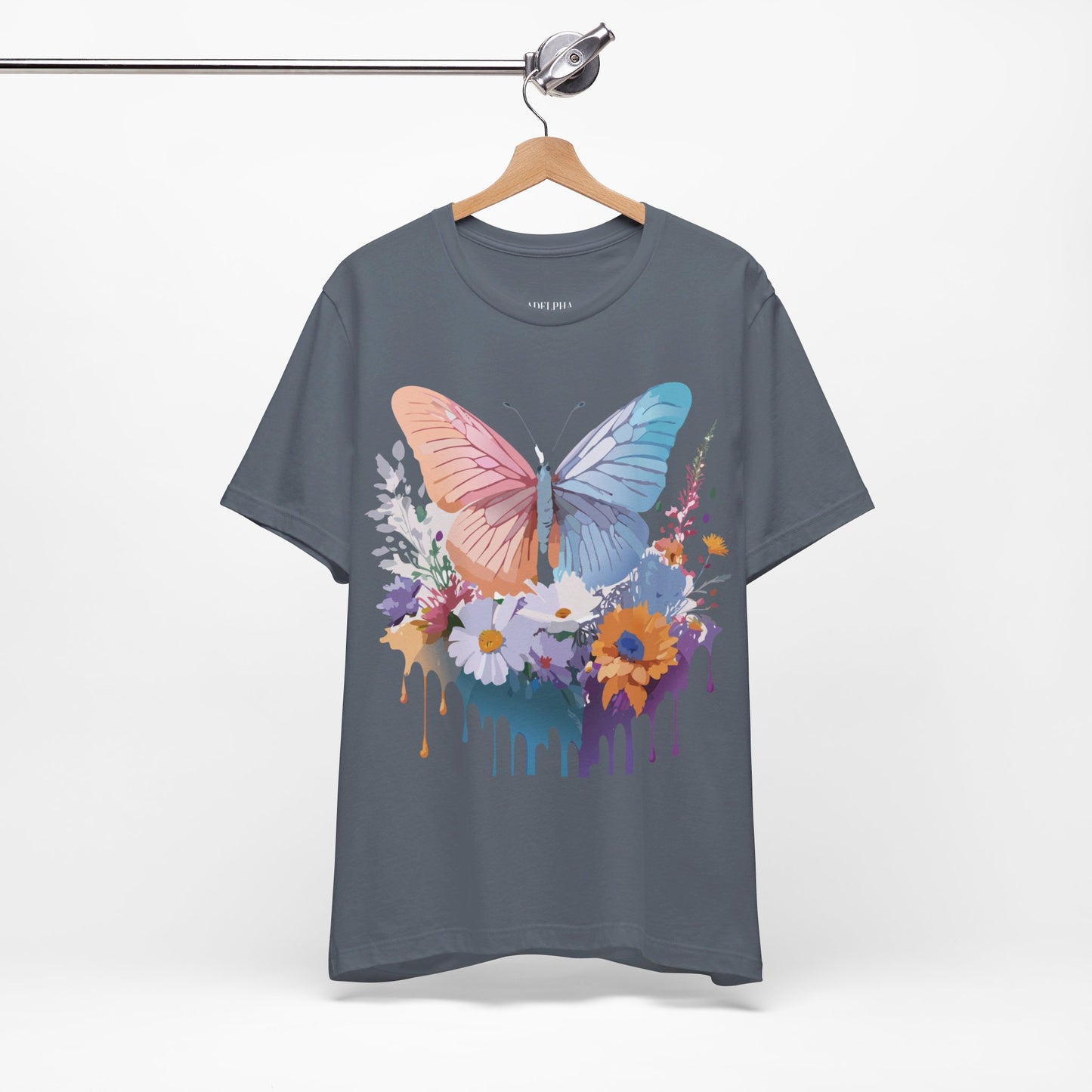 Natural Cotton Tee Shirt with Butterfly